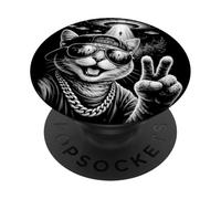 Meme Cat Alien UFO Secuestro Divertido Gatito Humor PopSockets PopGrip Adhesivo