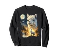 Meme de Alpaca Aullando a la Luna Divertido Llama Alpaca de los 90 Sudadera