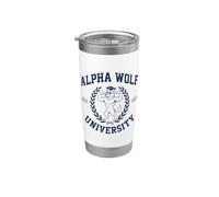 Meme de Brainrot de la Universidad Alpha Wolf Alpha Wolf Vaso térmico de acero inoxidable de doble pared