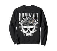 Meme de Gato Negro Esqueleto Calavera Humor Si Encaja Me Sie Sudadera
