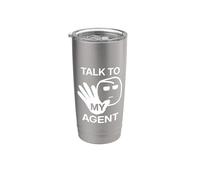 Meme de humor de ingenieros de software de IA "Hablar con mi agente" Vaso térmico de acero inoxidable de doble pared