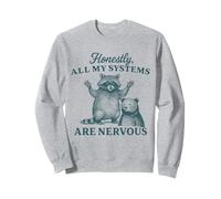 Meme de mapache divertido Todos mis sistemas están nerviosos Sudadera