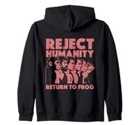Meme de Rana Retro Rechaza la Humanidad Vuelve a la Rana Sudadera con Capucha