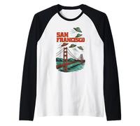 Meme de Viajes de invasión OVNI Puente de San Francisco Camiseta Manga Raglan
