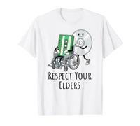 Meme Divertido de Casete Musical Respect Your Elders en CD-ROM Camiseta gráfica económica, Hombre, Blanco, L