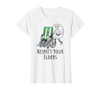 Meme Divertido de Casete Musical Respect Your Elders en CD-ROM Camiseta gráfica económica, Mujer, Blanco, M