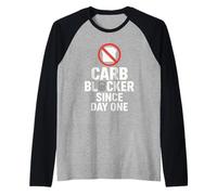 Meme Divertido de Humor Keto Alimentado por Tocino de Grasa Cero carbohidratos Camiseta Manga Raglan