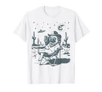 Meme Divertido de Perro Pug Cowboy UFO Western Camiseta