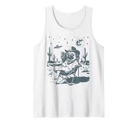 Meme Divertido de Perro Pug Cowboy UFO Western Camiseta sin Mangas