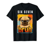 Meme Divertido de Six Seven Bruh 67, Amante de los Pug, Retro, Puesta de Sol para niños Camiseta