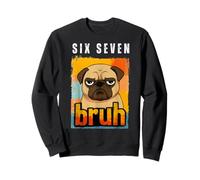 Meme Divertido de Six Seven Bruh 67, Amante de los Pug, Retro, Puesta de Sol para niños Sudadera