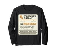 Meme Divertido de Touch Grass Prescription RX Go Outside Care Manga Larga