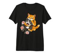 Meme Divertido de un Gato Naranja en un Fuerte Abrazo: Humor Camiseta Premium