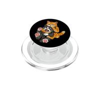 Meme Divertido de un Gato Naranja en un Fuerte Abrazo: Humor PopSockets PopGrip para MagSafe