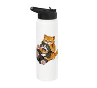 Meme divertido de un gato naranja en un fuerte abrazo: humor Stainless Steel Insulated Water Bottle