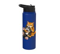 Meme divertido de un gato naranja en un fuerte abrazo: humor Stainless Steel Insulated Water Bottle