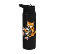 Meme divertido de un gato naranja en un fuerte abrazo: humor Stainless Steel Insulated Water Bottle