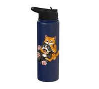Meme divertido de un gato naranja en un fuerte abrazo: humor Stainless Steel Insulated Water Bottle