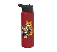 Meme divertido de un gato naranja en un fuerte abrazo: humor Stainless Steel Insulated Water Bottle