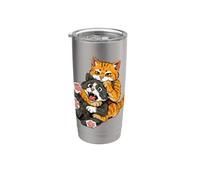 Meme divertido de un gato naranja en un fuerte abrazo: humor Vaso térmico de acero inoxidable de doble pared