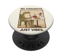 Meme Divertido vacío de No Thoughts Just Vibes Frog Head PopSockets PopGrip Adhesivo