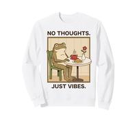 Meme Divertido vacío de No Thoughts Just Vibes Frog Head Sudadera