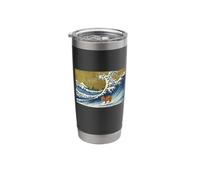 Meme Lover Kids Retro Vintage Surfing A Great Wave Capybara Vaso térmico de acero inoxidable de doble pared