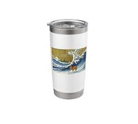Meme Lover Kids Retro Vintage Surfing A Great Wave Capybara Vaso térmico de acero inoxidable de doble pared
