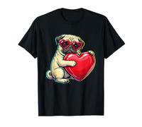 Meme Retro de Pug Vintage con Forma de corazón de Perro, Vida Juvenil, papá, mamá Camiseta
