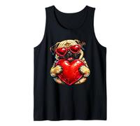 Meme Retro de Pug Vintage con Forma de corazón de Perro, Vida Juvenil, papá, mamá Camiseta sin Mangas