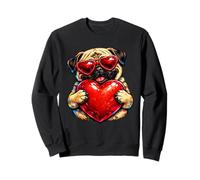 Meme Retro de Pug Vintage con Forma de corazón de Perro, Vida Juvenil, papá, mamá Sudadera