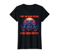 Meme sarcástico Gracioso de Hombre Lobo Cita de Chico Malo Camiseta gráfica económica, Mujer, Negro, S