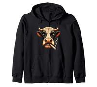Meme Vaca Fumadora Te Mira con Vibras Rebeldes Sudadera con Capucha