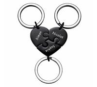MeMeDIY 3PCS Mamá Hermana Grande Personalizada Corazón Jigsaw Puzzle Llavero para Amantes de La Novia Juego de Joyería de Acero Inoxidable Negro