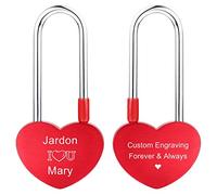 MeMeDIY Amor personalizado Corazón Bloqueo Grabado Foto/Nombre/Texto/Fecha/Símbolos Imagen personalizada para parejas Hombres Mujeres Novio Novia Amante Aluminio Memorial San Valentín Puente Candado