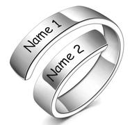 MeMeDIY Anillos de Compromiso Personalizados Anillo de Plata de Ley 925 con Nombre Grabado Anillo con Piedras de Nacimiento para Mujer Anillo de Compromiso Alianza de Boda Anillo Ajustable -01