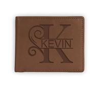 MeMeDIY Carteras Cuero Personalizadas para Hombres Cartera de Cuero Plegable con Nombre y Letra Inicial Grabada Regalos Personalizados para Papá/Esposo/Novio/Hijo -A1