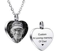 MeMeDIY Colgante de ala de ángel Personalizado corazón urna Collar Grabado Foto/Nombre Piedras natales para Hombres Mujeres Mascota Acero Inoxidable Cenizas Embudo Kit