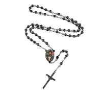 MeMeDIY Collar de Rosario Personalizado para Mujer Hombres Colgantes con Crucifijo Cristiano Imagen Personalizada Rosarios Religiosos Collar de Rosario de Plata Regalo para Amigo de la Familia - A3