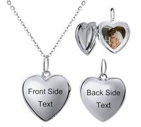 MeMeDIY Collar Foto Personalizado Medallón de Corazón Ángel Alas Colgante para Mujer Material de Plata de Ley 925 para Parejas Madre Hija (A1: Silver)