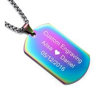 MeMeDIY Collar Personalizado con Dog Tag de Fecha de Nombre de Grabado para Hombres Mujeres Novio Acero Inoxidable Colgante de tungsteno Mejor Amigo de Amante con Llavero