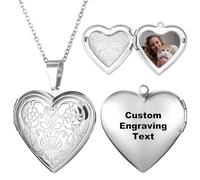 MeMeDIY Collar Relicario Personalizado Collar con Foto Corazón Personalizado para Mujer Personalizado Memorial Locket Collar Joyería Regalos para Mujeres Mamá -A1