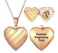 MeMeDIY Collar Relicario Personalizado Collar con Foto Corazón Personalizado para Mujer Personalizado Memorial Locket Collar Joyería Regalos para Mujeres Mamá -B3