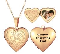 MeMeDIY Collar Relicario Personalizado Collar con Foto Corazón Personalizado para Mujer Personalizado Memorial Locket Collar Joyería Regalos para Mujeres Mamá -C3