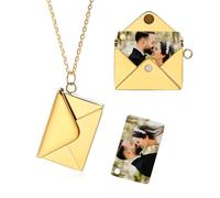 MeMeDIY Collar Relicario Personalizado Collar Sobre Personalizado para Mujer Personalizado Corazón Relicario/Angel Wings Relicario Collar con Foto Grabada -A2 Foto