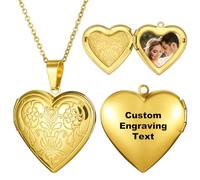 MeMeDIY Collar Relicario Personalizado con Foto Corazón para Mujer Personalizado Memorial Locket Collar Joyería Regalos para Mujeres Mamá -A2
