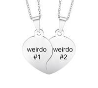 MeMeDIY Collares a Juego Personalizados con Rompecabezas de Corazón para Parejas 2 uds Collar de Amistad Collar de Relación de Acero Inoxidable Plateado Negro Oro Rosa -D3