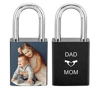 MeMeDIY Foto de grabado de Love Lock personalizada Imagen personalizada para parejas Hombres Mujeres Novio Novia Amante Aluminio Memorial Aniversario Valentine Bridge Candado con llave (Color negro)