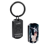 MeMeDIY Llavero Colgante Personalizado de Urna con Huella para Cenizas de Mascota Foto/Texto/Fecha Personalizado Acero Inoxidable Joyería de Cenizas de Perro Gato con Kit de Embudo (Estilo B: Negro)