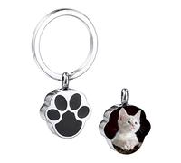 MeMeDIY Llavero Colgante Personalizado de Urna con Huella para Cenizas de Mascota Foto/Texto/Fecha Personalizado Acero Inoxidable Joyería de Cenizas de Perro Gato con Kit de Embudo (Estilo C: Plata)